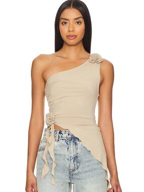Beige Asymmetrical Top- WeWoreWhat
